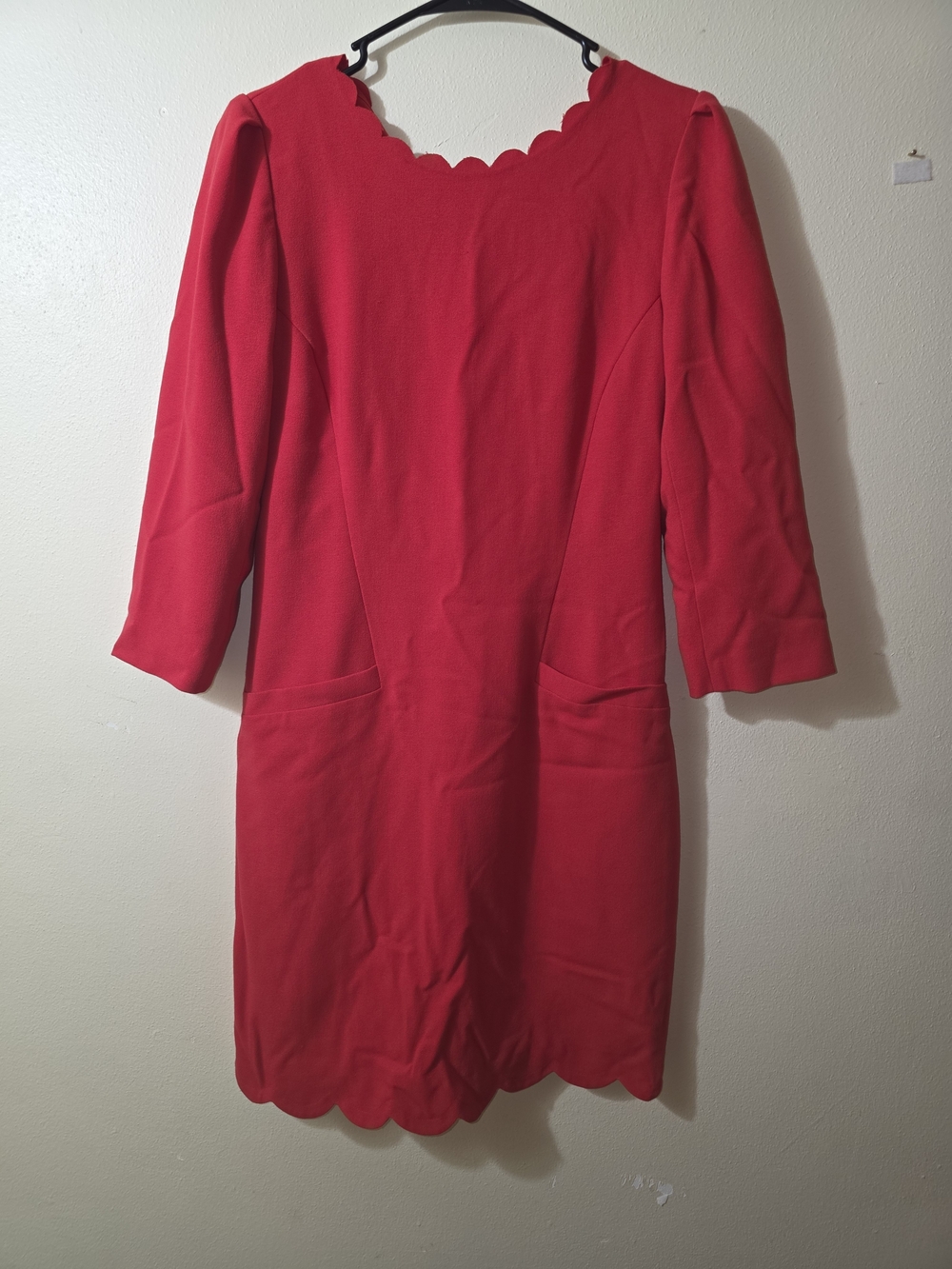 Ted Baker London Red Scallop-Edge Long Sleeve Sheath Dress